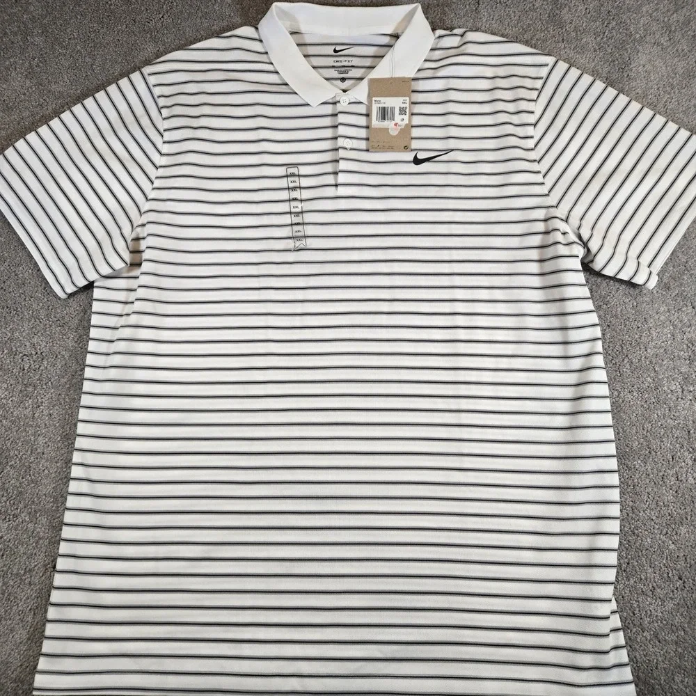 NWT‎ Nike Golf Dri-Fit Performance Polo Men's 2XL Victory Striped DH0829-100